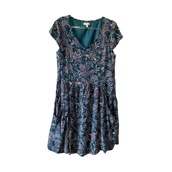 Garnet Hill Teal Floral Women's Dress Size 6 Paisley Boho - Picture 1 of 9